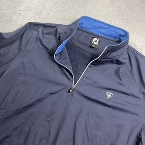 FootJoy 1/4 Zip Golf Pullover Men's XL Blue Performance Sweater Quarter FJ Logo